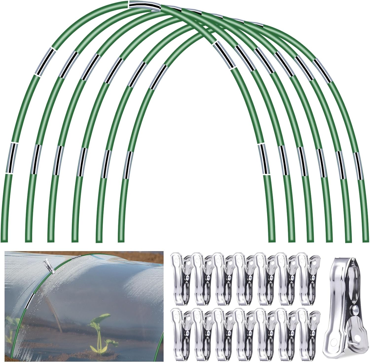 Garden Hoops Grow Tunnel, 6 Sets 8 FT Long Greenhouse Hoops for Raised