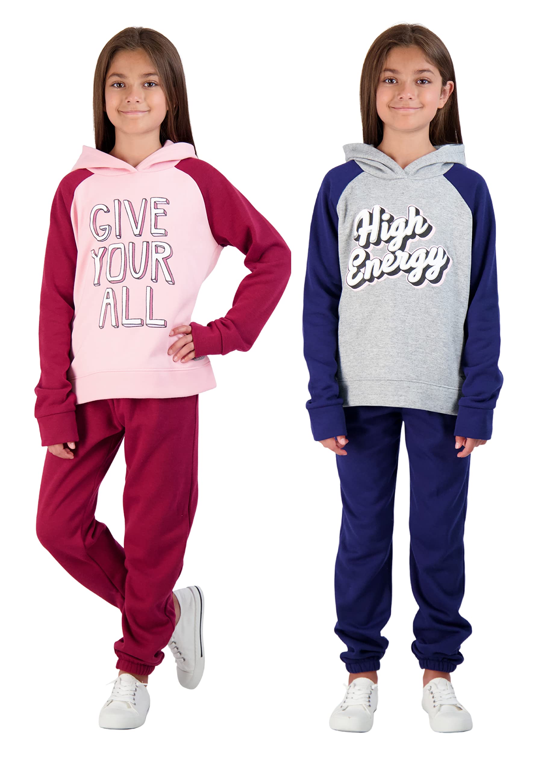 Ensemble de jogging 4 pièces en polaire active pour filles et pantalons de jogging pour filles