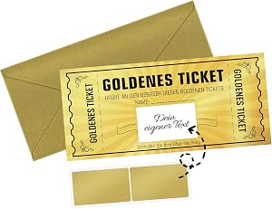 WenmthG Goldenes Ticket – Gutschein zum selber ausfüllen mit Rubbelaufkleber – Karte als Geburtstagskarte, Essensgutschei…