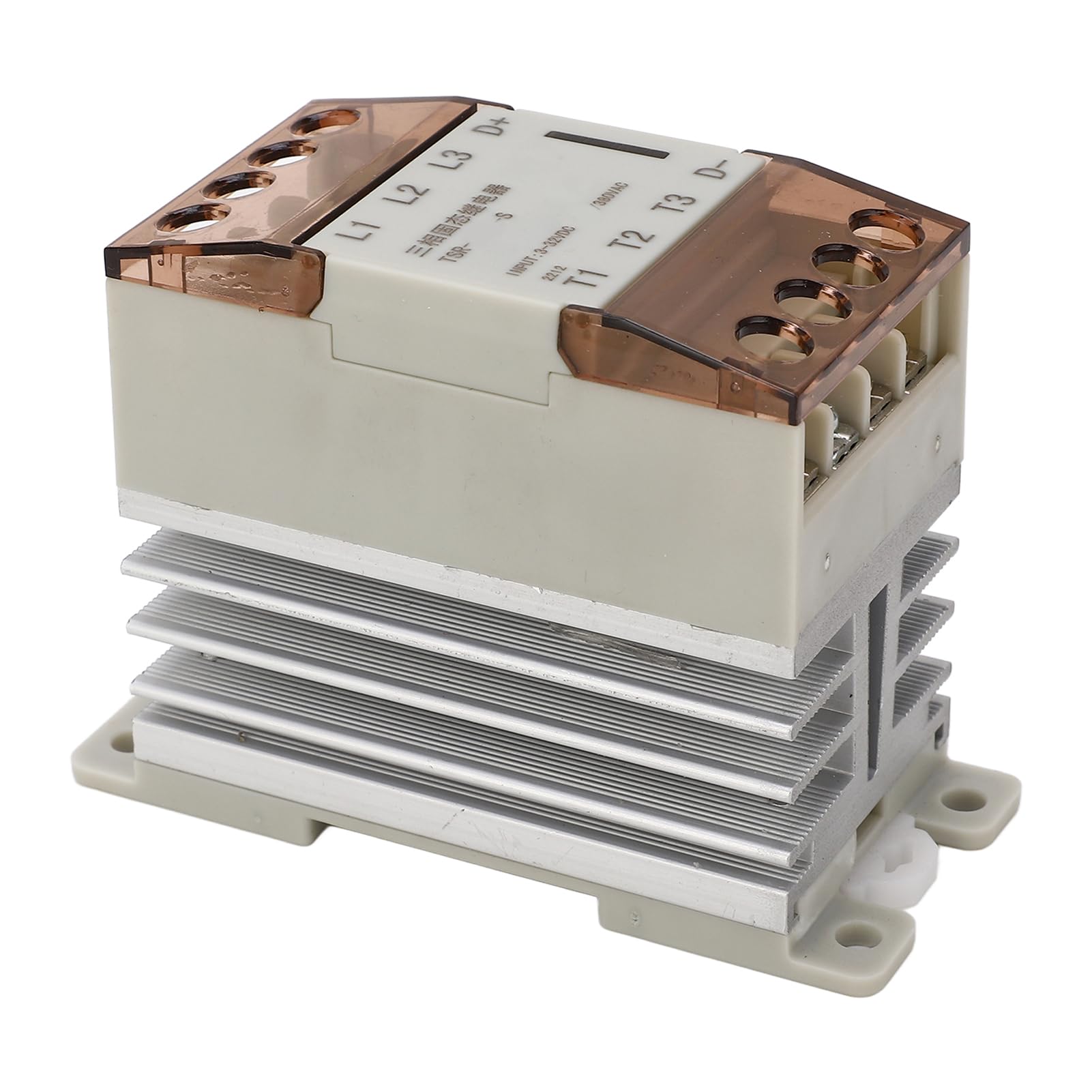 SEAFRONT Relè SSR a Stato Solido con Radiatore 3-32VDC Tensione di Controllo 24-380VAC Tensione di Carico CC a AC SSR 3 Fasi Relè a Stato Solido Uscita AC Guscio Bianco relè SSR per (TSR-15DA-S)