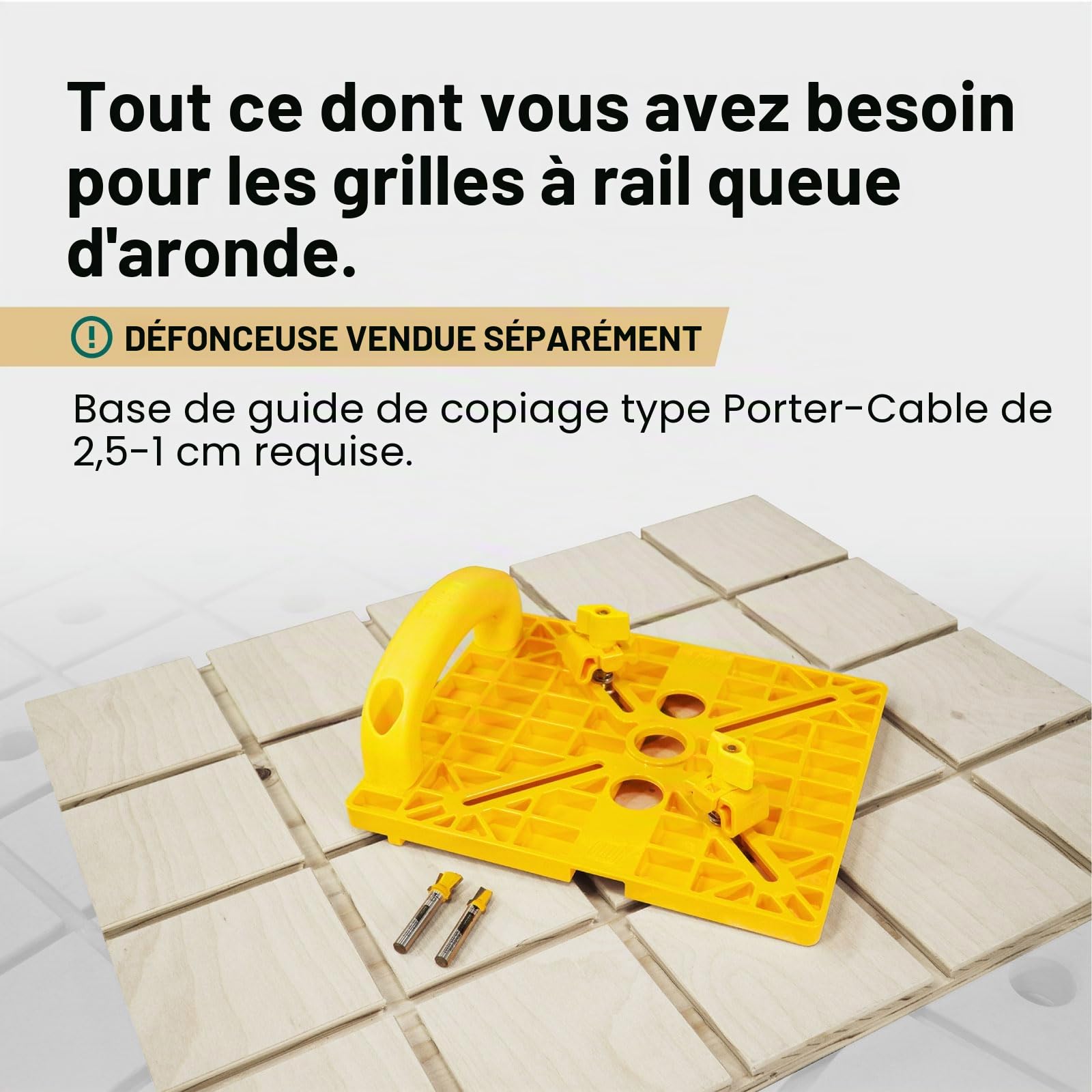 MICROJIG MatchFit MFRG-400-025 Guide de routage de grille – Outil de précision pour rails de serrage à queue d'aronde, installation facile, design auto-indexé, compatible avec les défonceuses | Kit