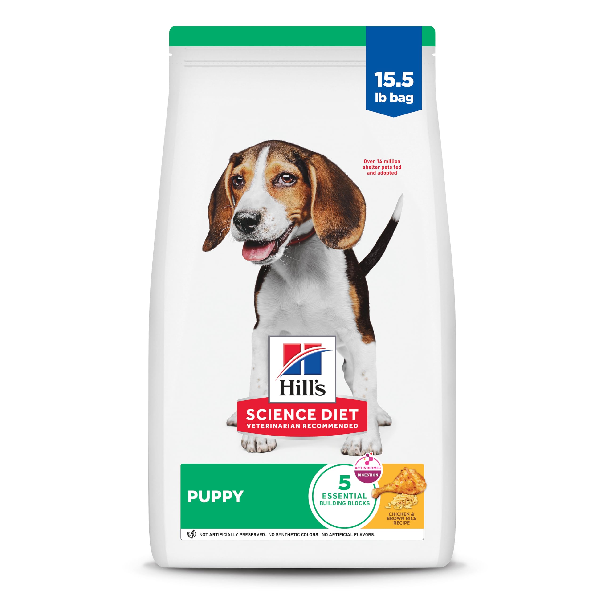 Hill's Science Diet Puppy, Puppy Premium Nutrition, Dry Dog Food, Chicken & Brown Rice, 15.5 lb Bag