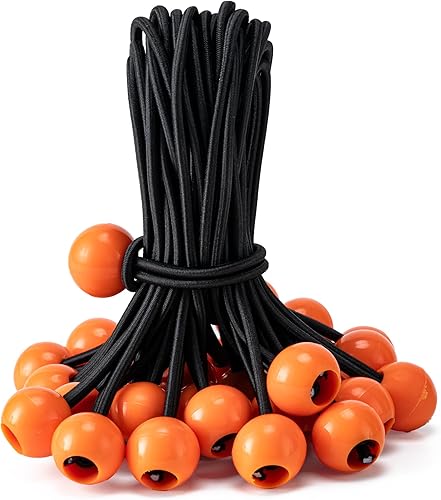 Miniatura 13 de Paquete de 30 cuerdas elásticas de bolas, 6 pulgadas, resistentes para toldos, lonas, cuerdas elásticas para camping, tiendas de campaña, carga