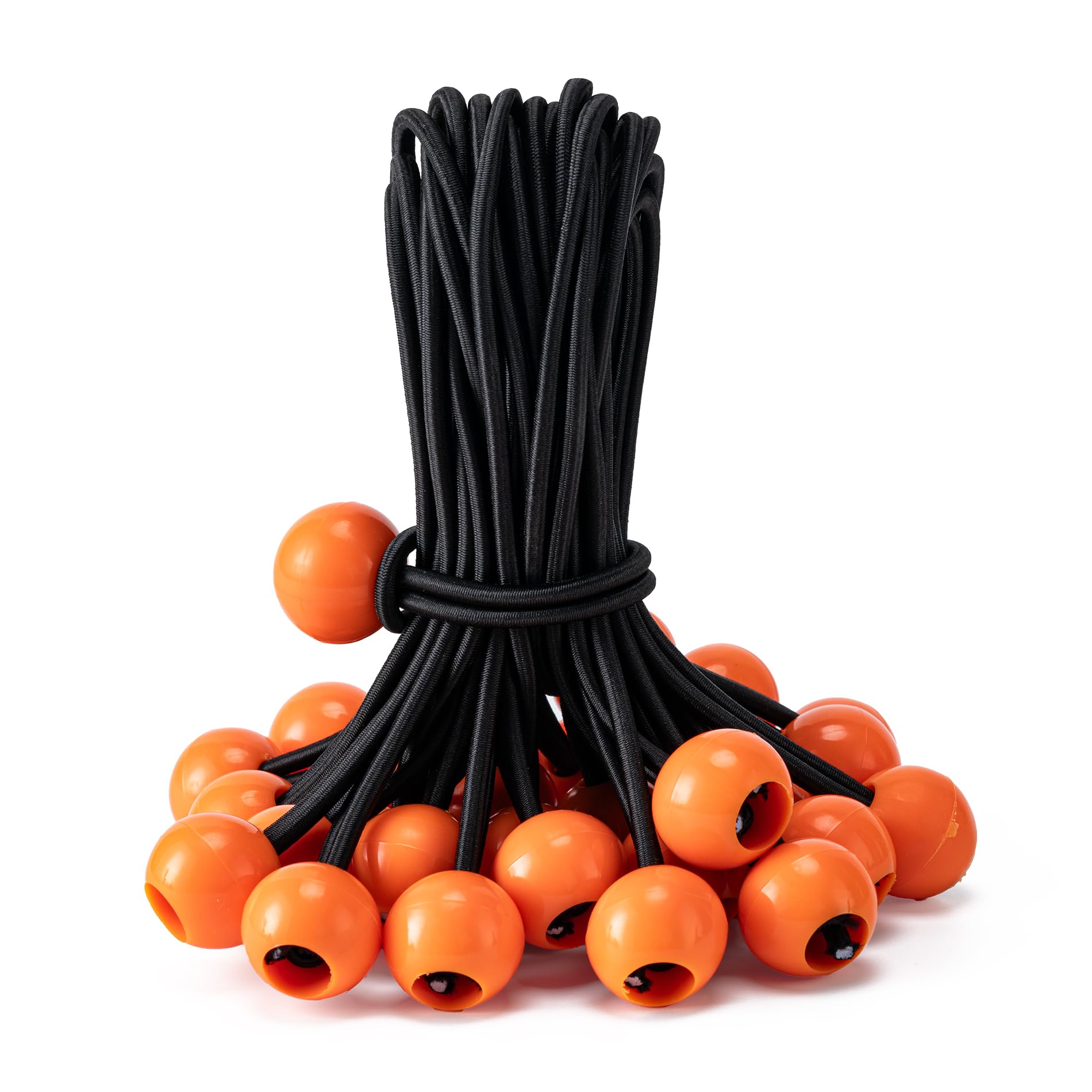 30 Pack Ball Bungee Cord, Heavy Duty Bungie Cord Balls (6",Black/Orange)
