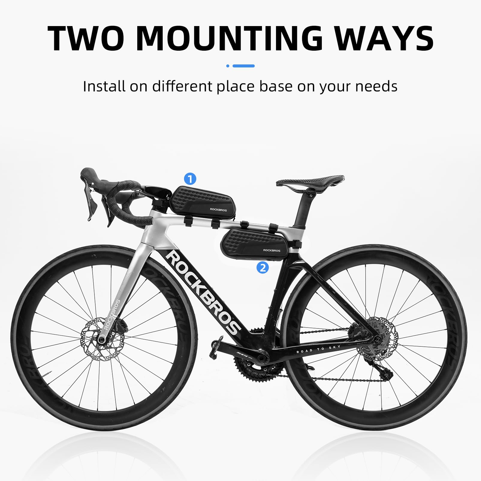 ROCKBROS Top Tube Bike Bag Hard Shell Bike Frame Bag 1.1L Bike Tube Bag Classified Cycling Pouch