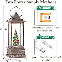 Vista 58 de Linterna musical de globo de nieve de Navidad, linterna giratoria brillante de 12 pulgadas con temporizador de 6 horas, alimentado por USB