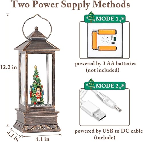Miniatura 58 de Linterna musical de globo de nieve de Navidad, linterna giratoria brillante de 12 pulgadas con temporizador de 6 horas, alimentado por USB