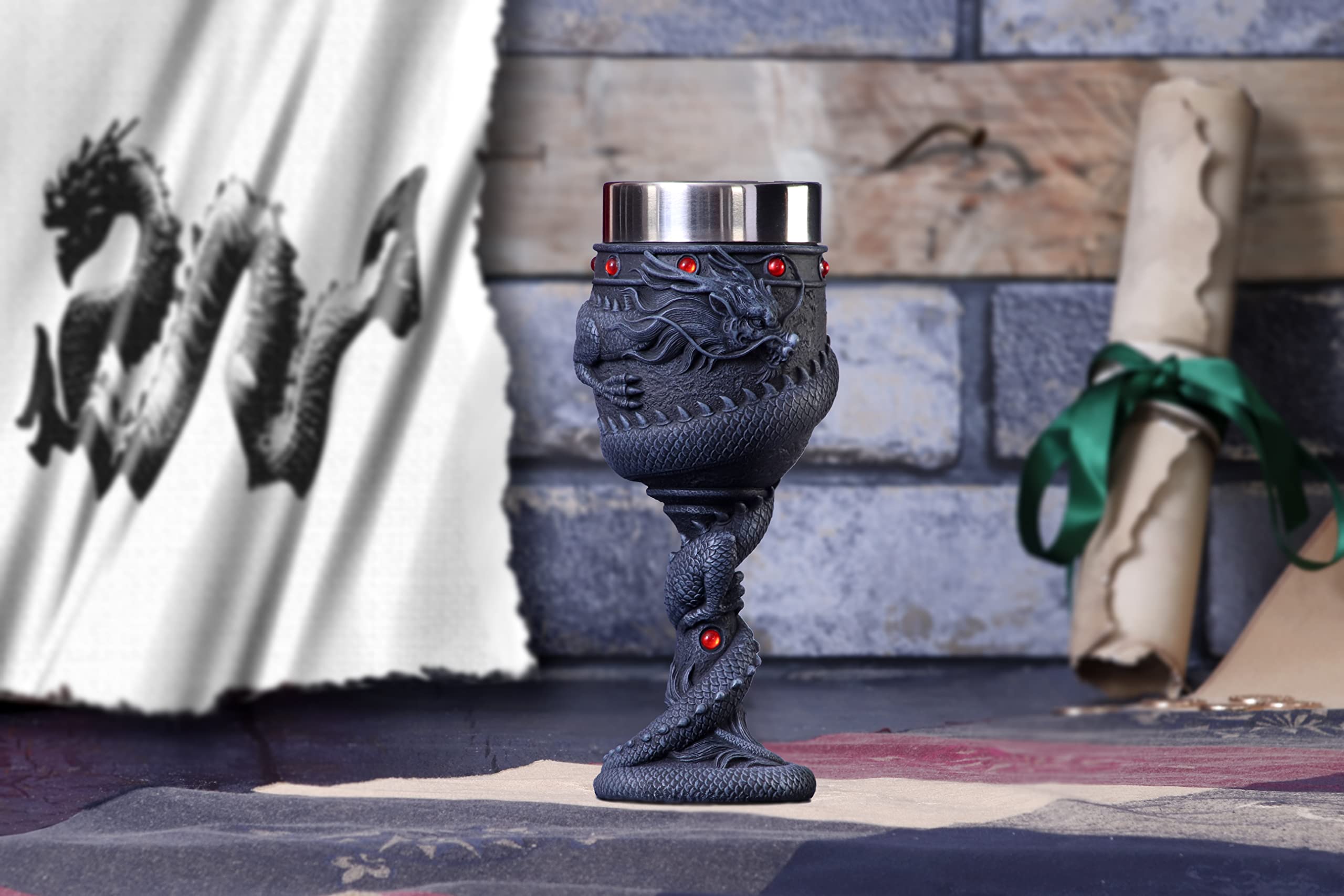 Nemesis Now Dragon Coil Goblet Non Specificato Calice nero poliresina
