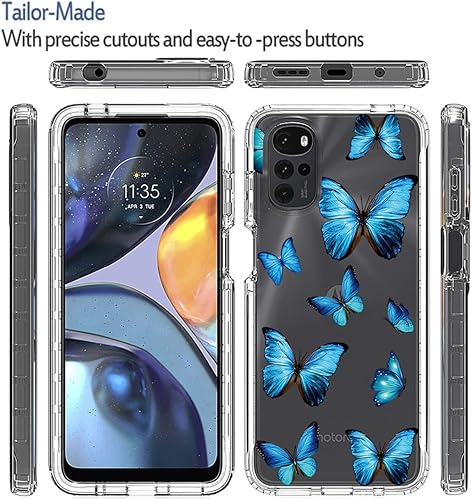 Miniatura 5 de Funda para Moto E32Moto E32SMoto G22 XT2231-2 con protector de pantalla de vidrio templado, cuerpo completo transparente floral TPU Slim Funda