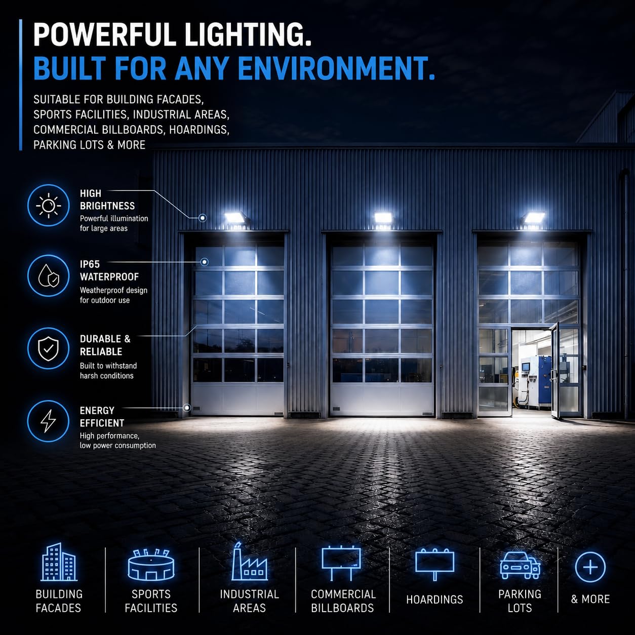 V-TAC Faro LED da Esterno 100W - [ E-SERIES - Alte Perfomance, Bassi Consumi ] - 8150 Lumen - Super Slim Design - IP65 - Proiettore per Casa, Garage, Magazzino - Impermeabile - Luce Naturale 4000K