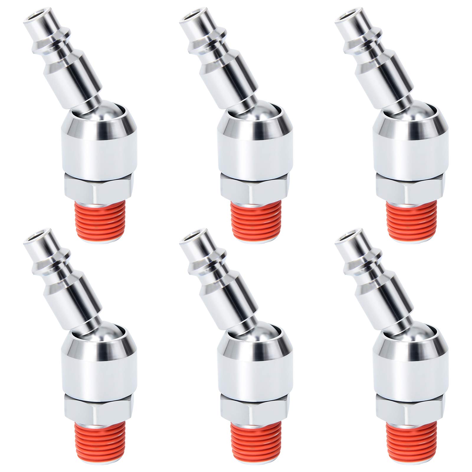TAISHER1/4" Swivel Air Plug, 6-Pack Industrial Swivel Coupler and Plug, 1/4-Inch NPT Male Thread, Air Hose Fittings