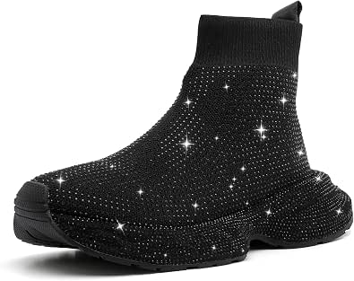 Women's Glitter Rhinestone Mesh Slip-On Sneakers