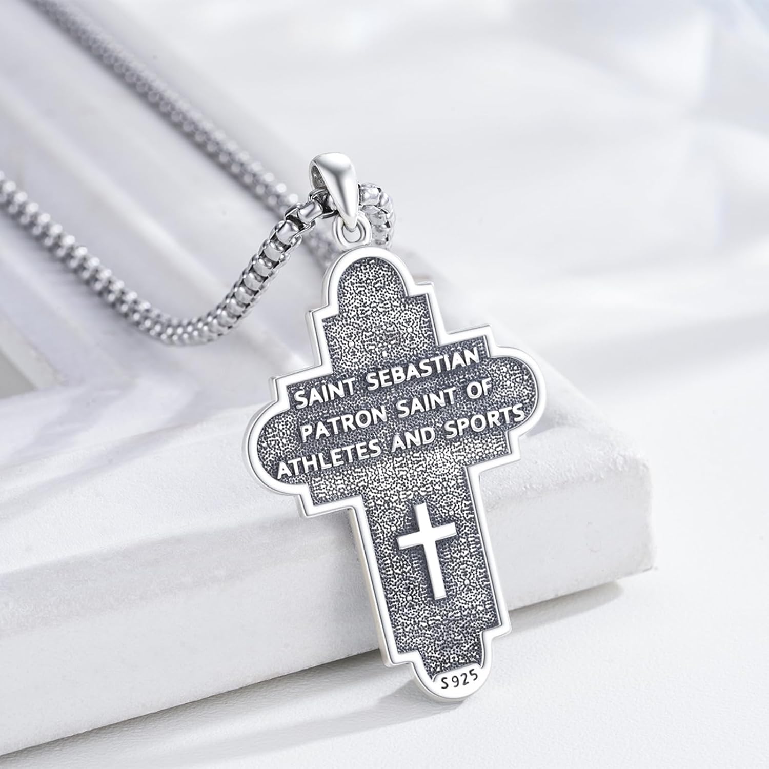 TwoAnts 925 Sterling Silver Patron Saint Medal Necklace Protection Catholic Jewelry Gifts for Men Women - Image 2