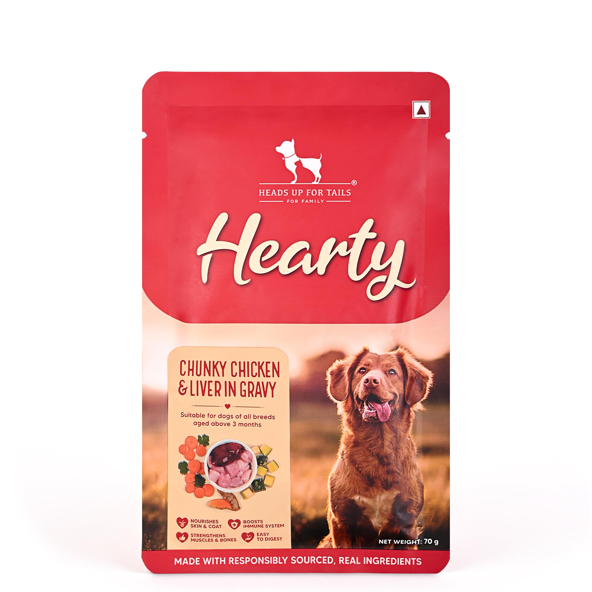 Hearty by Heads Up For Tails- Chunky Chicken & Liver In Gravy Dog Wet Food | Grain-Free, Protein-Rich & Easy to Digest | Made with Real Lamb | Wet Dog Food Suitable for All Breeds - 70 gm | Pack Of 30 (B0DG5WM7V8) Amazon Price History, Amazon Price Tracker