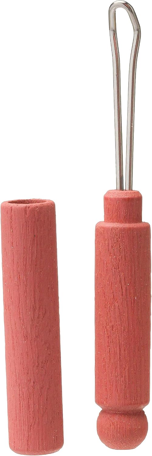 Redecker Ear Cleaner, Medical Grade Stainless Steel Loop-Shaped Tool for Earwax Removal with Hornbeam Wood Handle and Cover, Made in France, Old Rose