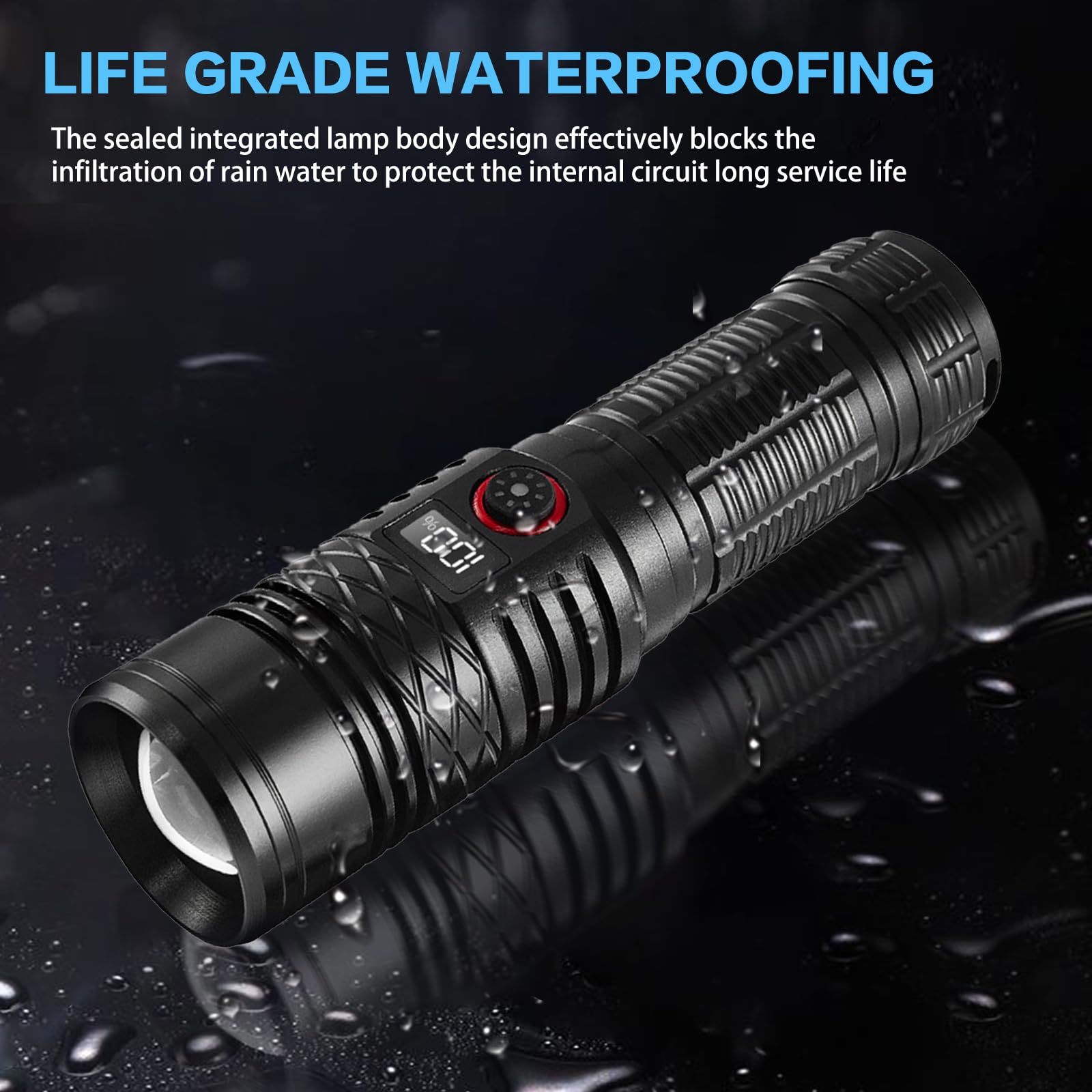 Linternas recargables de alto lúmenes LED, linterna súper brillante, linterna táctica ajustable, 5 modos, impermeable, luz de flash de mano para emergencias, camping, senderismo