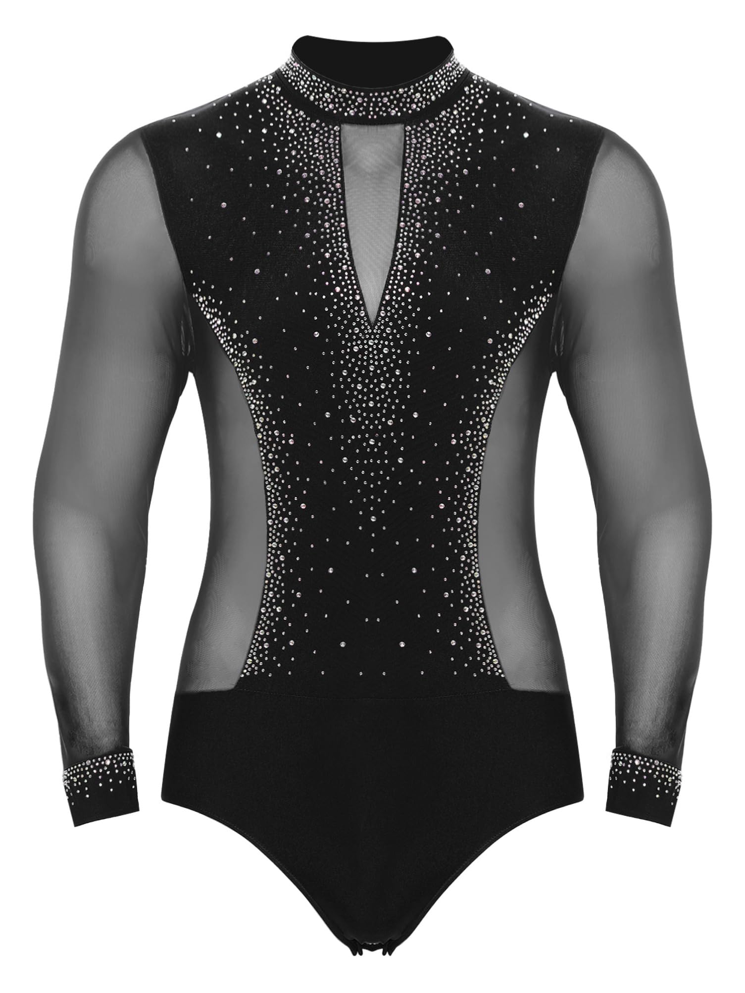 Aislor Leotardo Brillantes Para Hombre Mono Deportivo De Pantanaje Artístico Body Manga Larga Leotardo Gimnasia Rítmica Competición