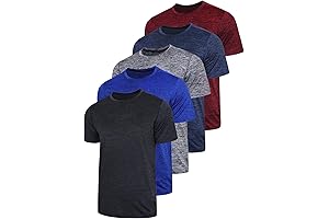 All in Motion Men's 5 Pack Active Shirts | Affordable, Breathable, Quick Dry Crewnecks