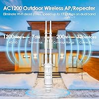 Vista 2 de WAVLINK AC1200 Extensor Wi-Fi de largo alcance para exteriores, punto de acceso exterior de doble banda con PoE activo/pasivo, puerto WAN/LAN