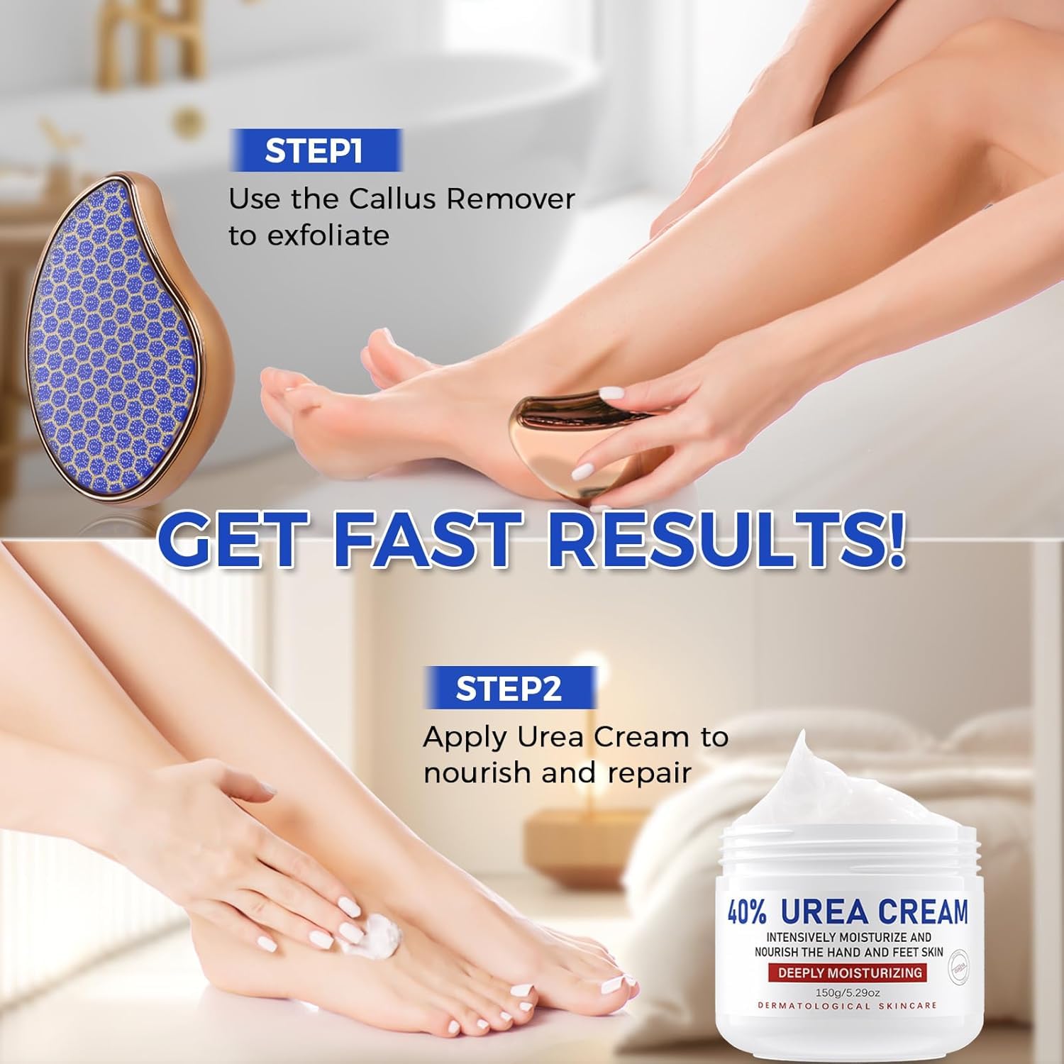 OUKEYA Urea Cream 40% with Foot File, Cracked Heel & Dry Skin Repair, Deep Hydration, Callus Remover & Skin Softener - Image 2