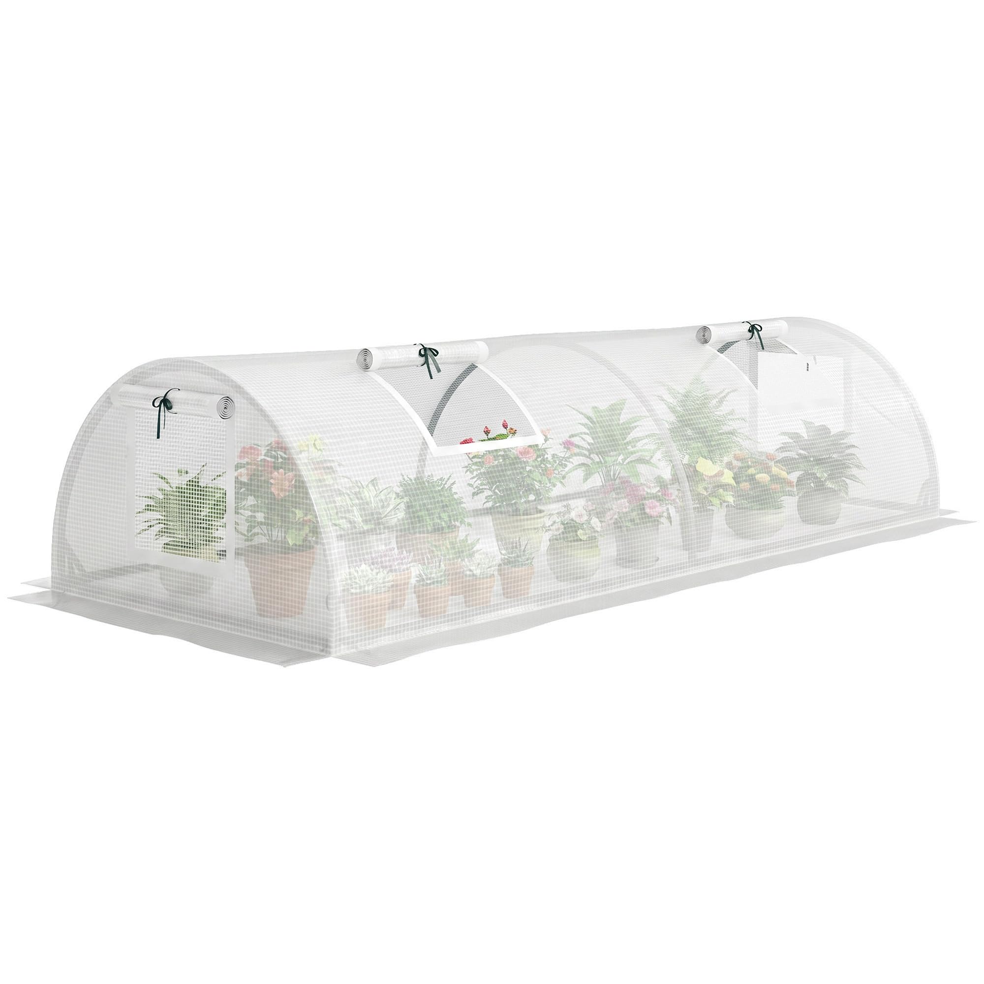 Outsunny 7' x 3' x 2' Serre Tunnel Portable Mini Tente de Culture Blanche
