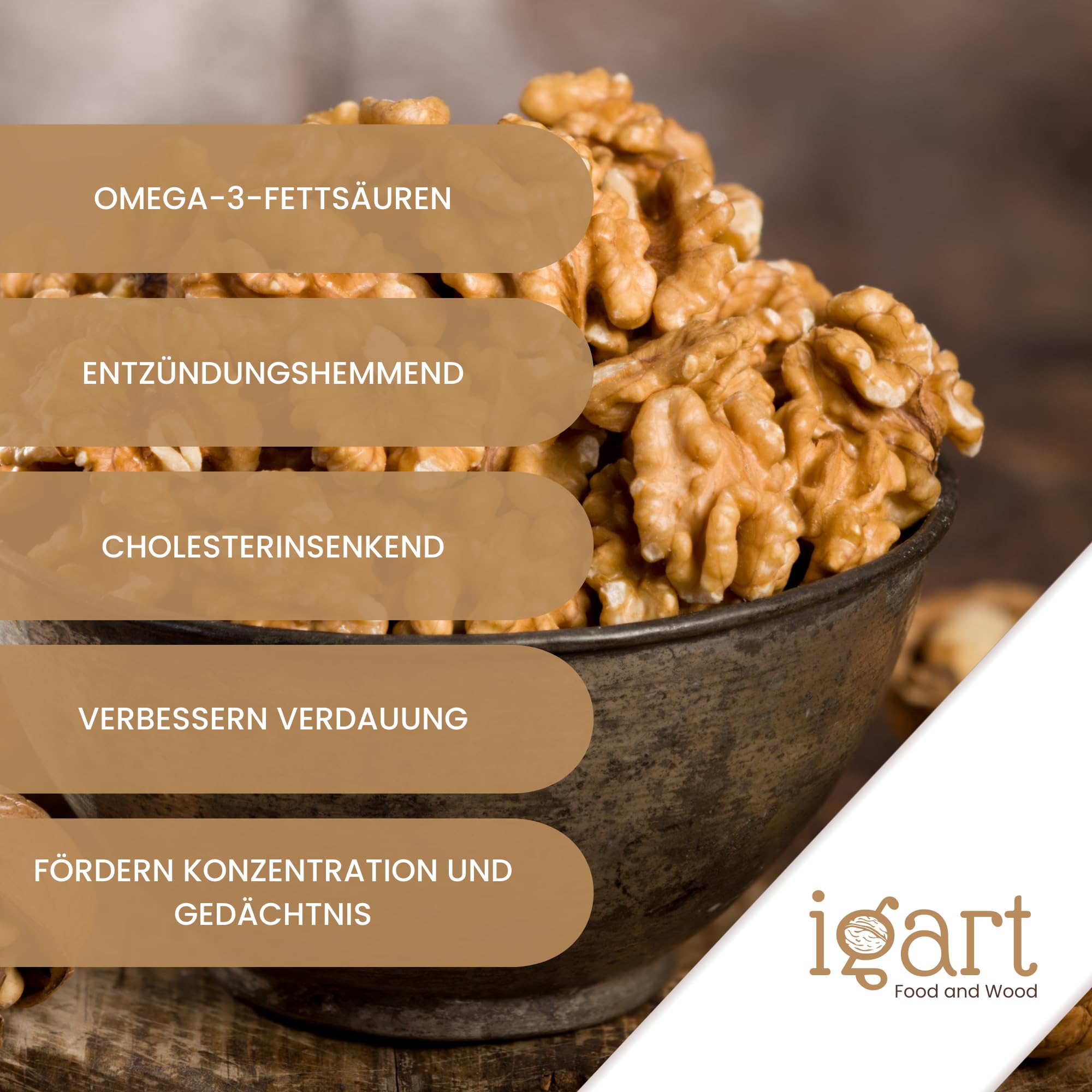 IGART Noci Sgusciate 2kg, Gustoso, Naturale, Senza Additivi, Vegano, OMEGA-3, Qualità Ecologica, Qualità Premium, Raccolto 2024