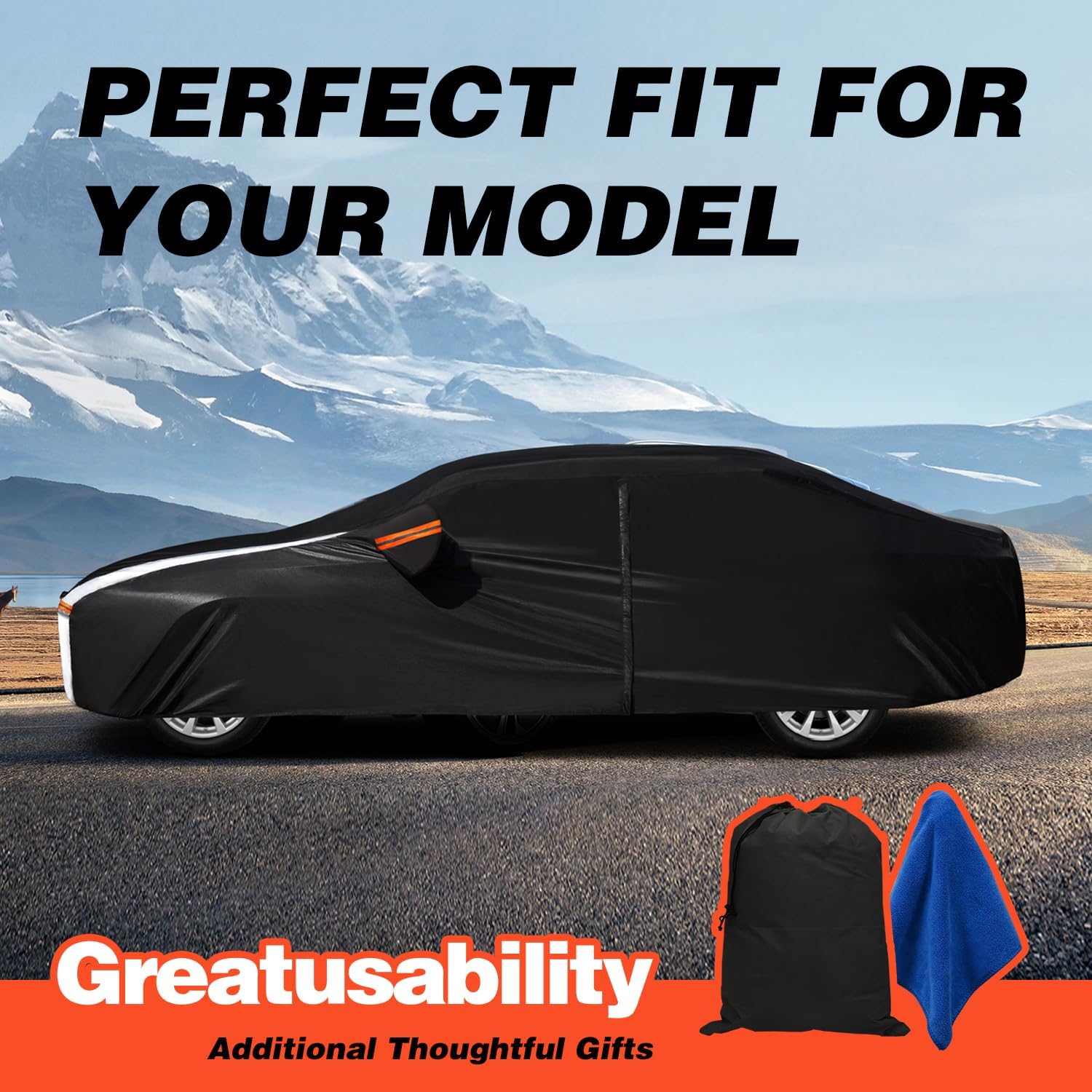 Car Cover Waterproof All Weather Full Exterior Sedan Cover Universal Fit Lexus ES350 Model S Toyota Avalon Chevy — view 8