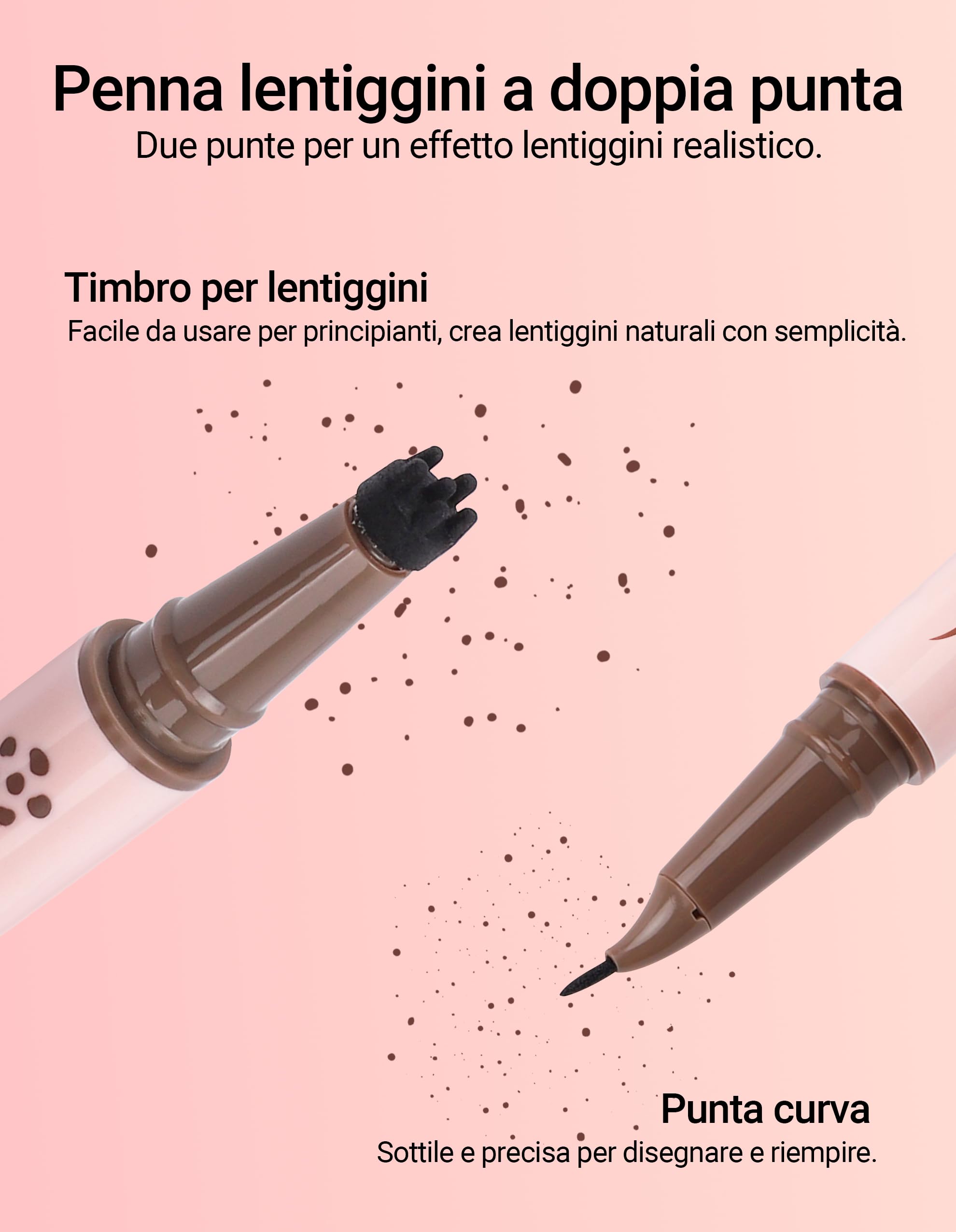 Erinde 2 in 1 Doppia Punta Penna per Lentiggini & Tampone per Lentiggini, Impermeabile e Durevole Freckle Tattoo, con Punta Precisa a 15°, Realistico Tatuaggio Liquido Naturale per Lentiggini #01+02