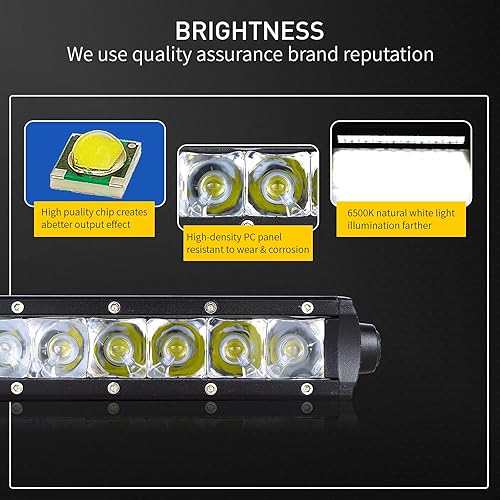 Miniatura 3 de AUXTINGS 38 pulgadas, 180 W, fila única, 14400 lúmenes, luces LED todoterreno para niebla y techo de conducción, 2 soportes de montaje para