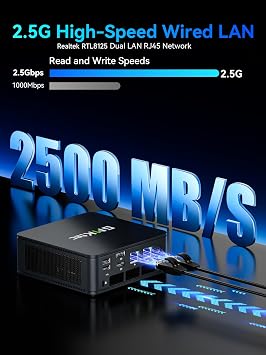 GMKtec Gaming Mini PC AMD Ryzen 7 7730U (Upgraded 7430U/ 5825U) 16GB DDR4 512GB NVME SSD WiFi 6E Dual NIC LAN 2.5GbE Desktop Computers USB-C, DP, HDMI Triple 4K Display M5 Ultra