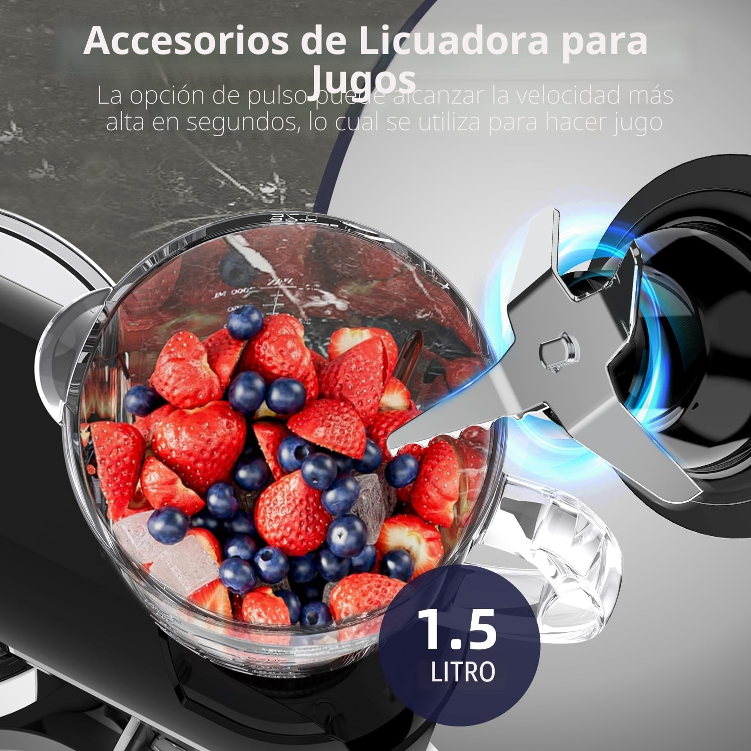 Homlee 3 In 1 Robot De Cocina con Picadora De Carne y Batidora,2000W Amasadora Multifunción, 5.5L Cuenco De Acero Inoxidable,1.5L Exprimidor De zumo, 6 Niveles De Velocidad