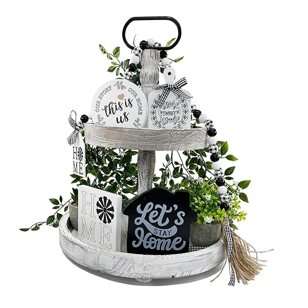 Chic Round Dining Table Decor Ideas That Work 22 Rustic White Two-Tiered Serving Tray
