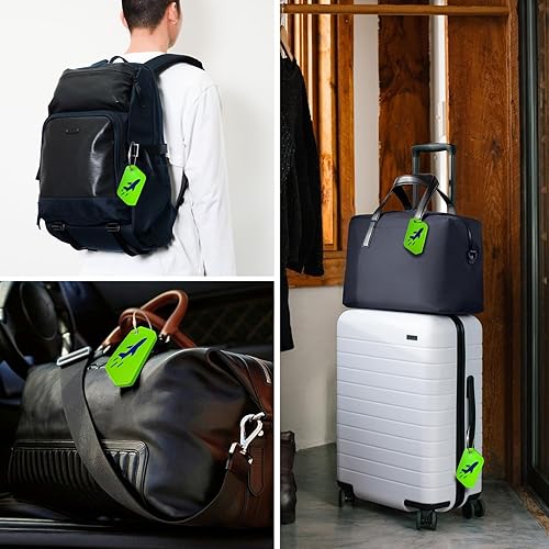 Miniatura 7 de Etiquetas de silicona para maletas, etiquetas de equipaje con tarjeta de identificación de nombre, perfectas para detectar rápidamente la maleta