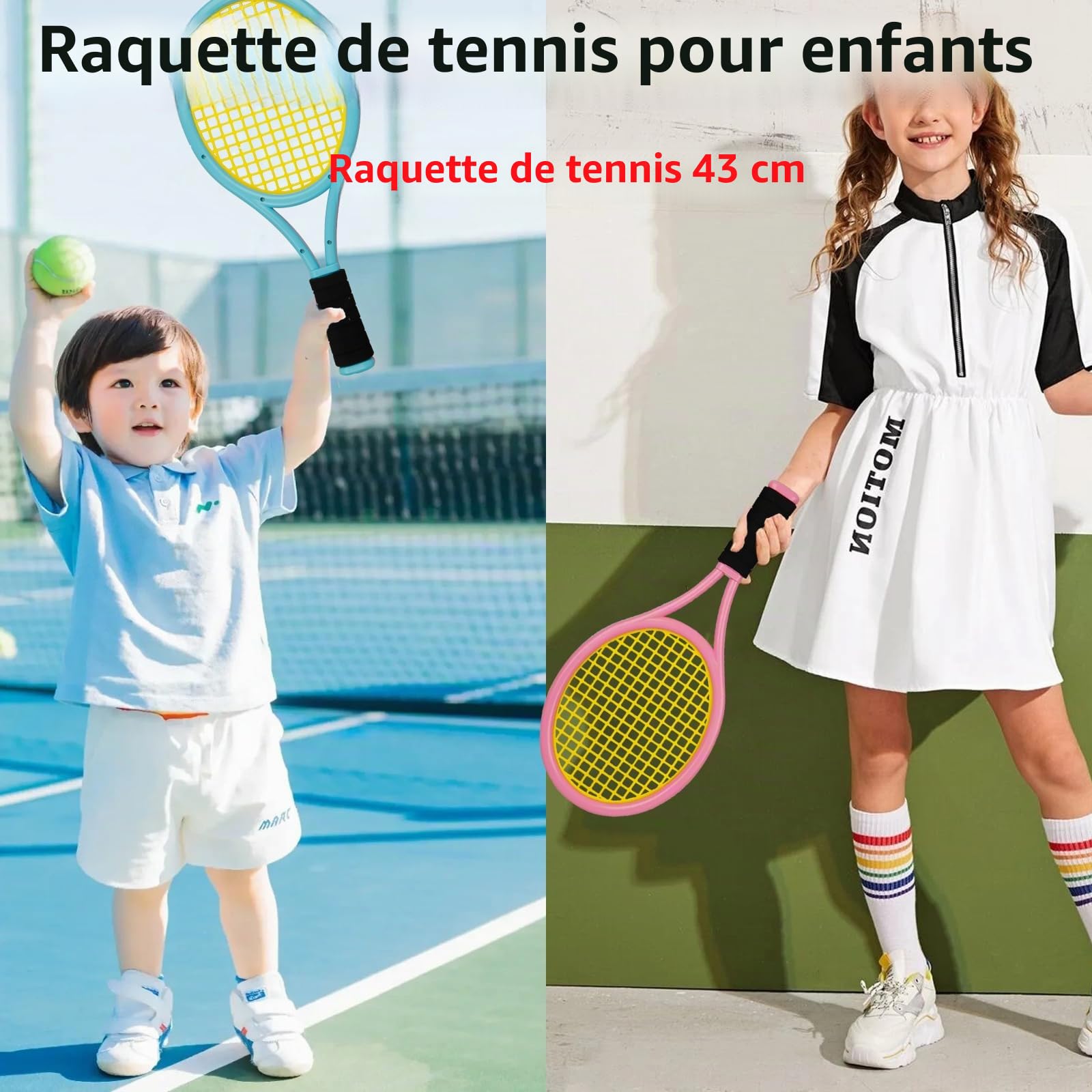 Ensemble de raquettes de tennis pour enfants 17 pouces avec balles en mousse souple et sac de transport