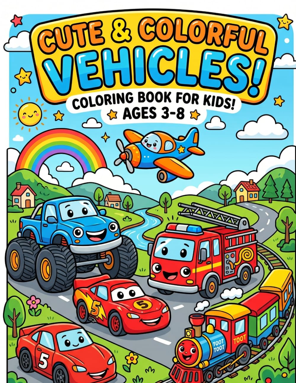 Fun Vehicles Coloring Book: A Fun Coloring Adventure for Little Vehicle Lovers ( 30 pages )