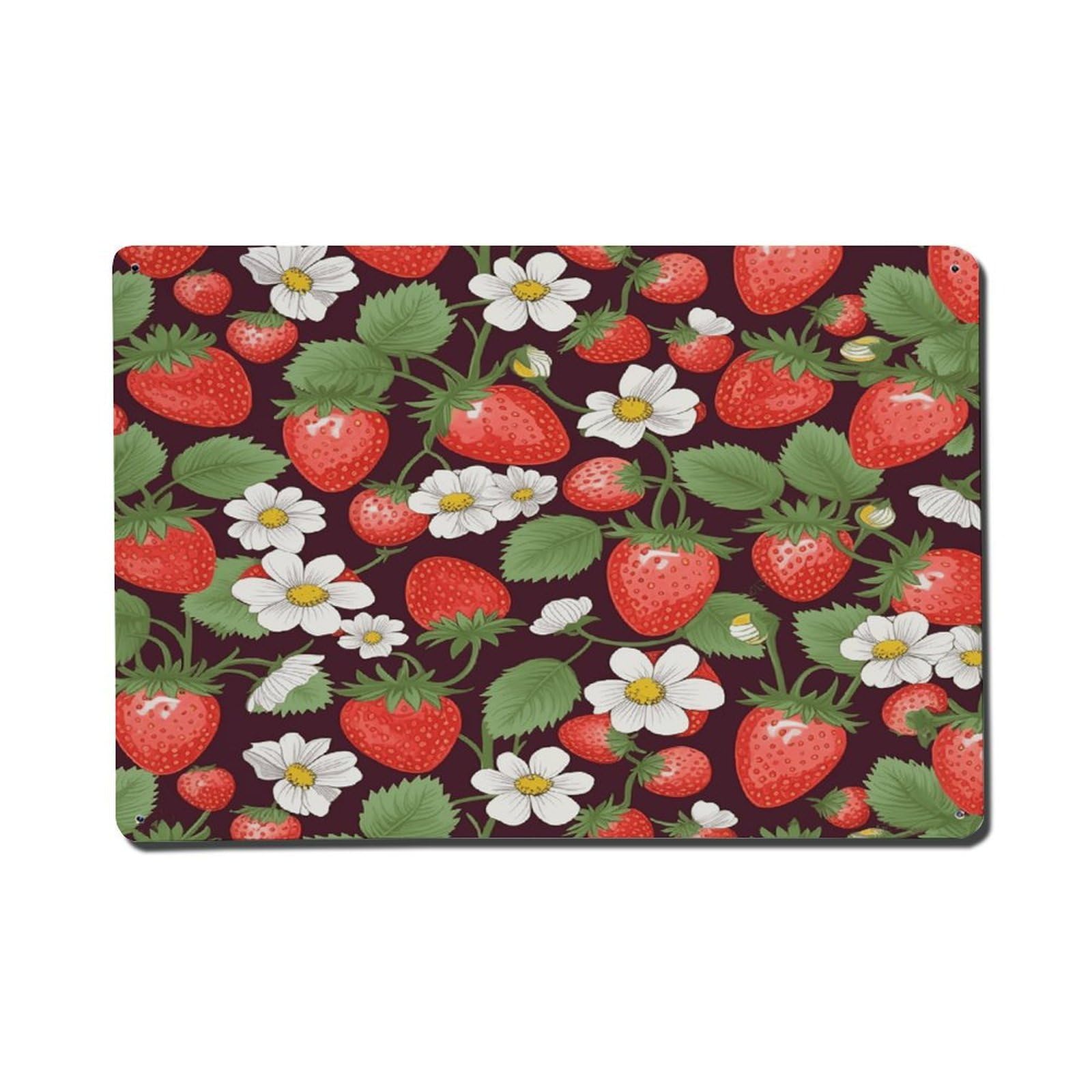 Adfgyerh Style Strawberry3 Metal Signs Funny, Aluminum Tin Sign Indoor Outdoor Decor, Vintage Signs For Home Office Kitchen Bar Cafe Garden Farmhouse Wall Decor