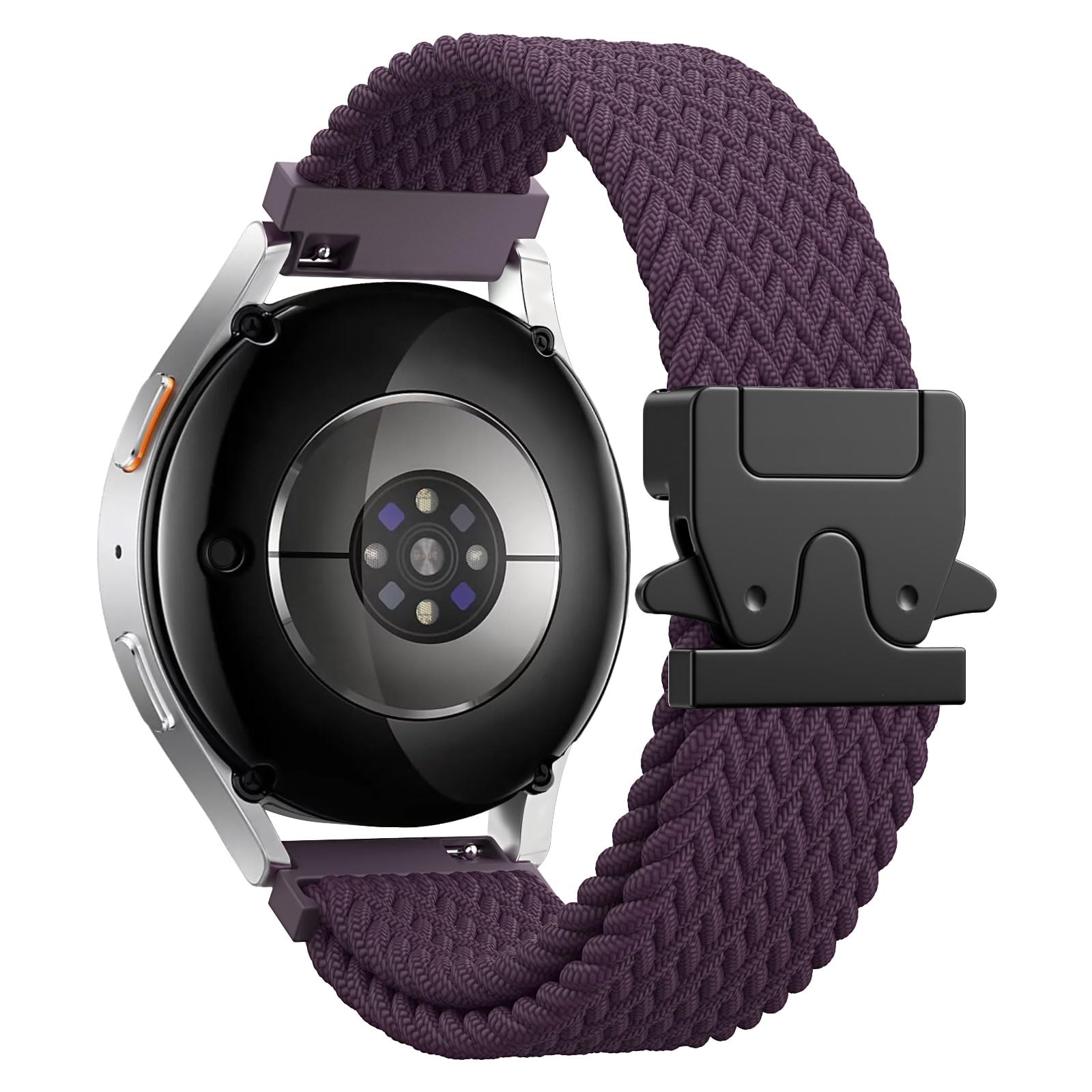 Braided Band for Samsung Galaxy Watch 7 6 5 4 FE 40mm 44mm/Watch 6 4 Classic 43mm 47mm 42mm 46mm/5 Pro 45mm/3 41mm/Active 2, 20mm Parachute Buckle Stretchy Nylon Sport Strap for Men Women