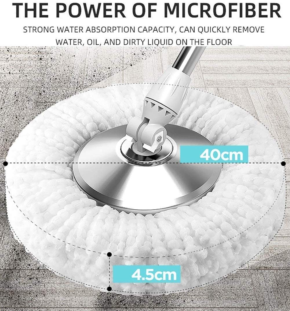 Fregona Piso Microfibra, fregona giratoria, escurridor, Cubo, Pedal, escurridor, Turbo, Cuatro impulsiones, fregona giratoria 360, fregona Polvo, Reutilizable 5 recambios Cabeza Microfibra