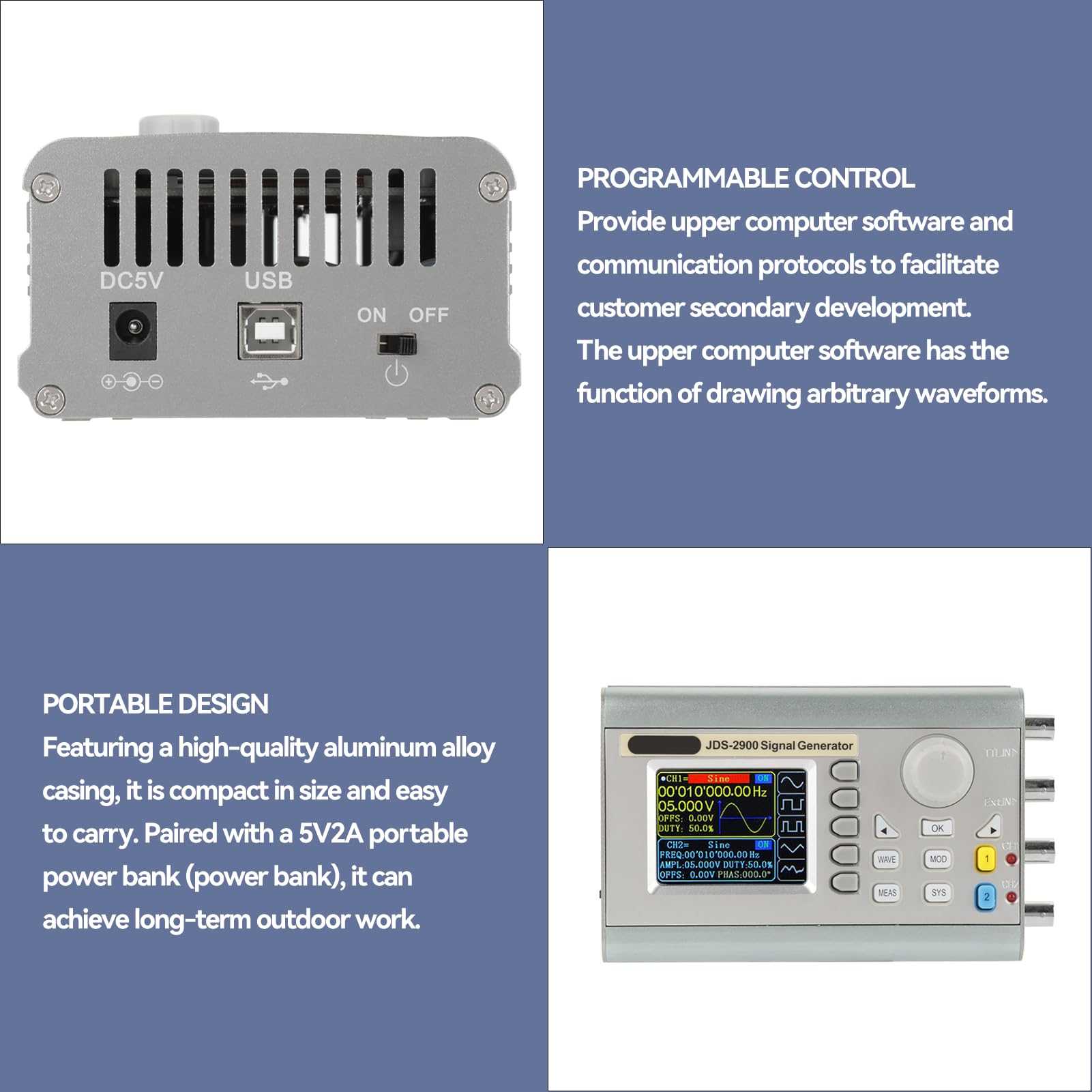 JDS2900 DDS Generator Counter 15MHz 30MHz 40MHz 50MHz 60MHz High Exactness Dua Channel Arbitrary Waveform Function Generator Frequency Meter 266MSas60MHz product thumbnail 4
