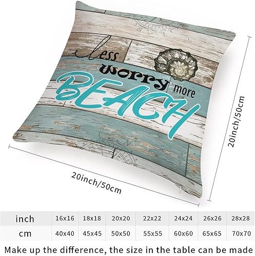Miniatura 2 de Funda de cojín de playa de verano, menos preocupaciones, más playa, funda de almohada de lino blanco, funda de cojín vintage con cremallera para