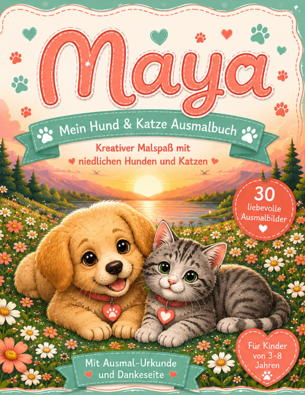 Maya – Mein Hund & Katze Ausmalbuch: Kreativer Malspaß mit niedlichen Hunden und Katzen
