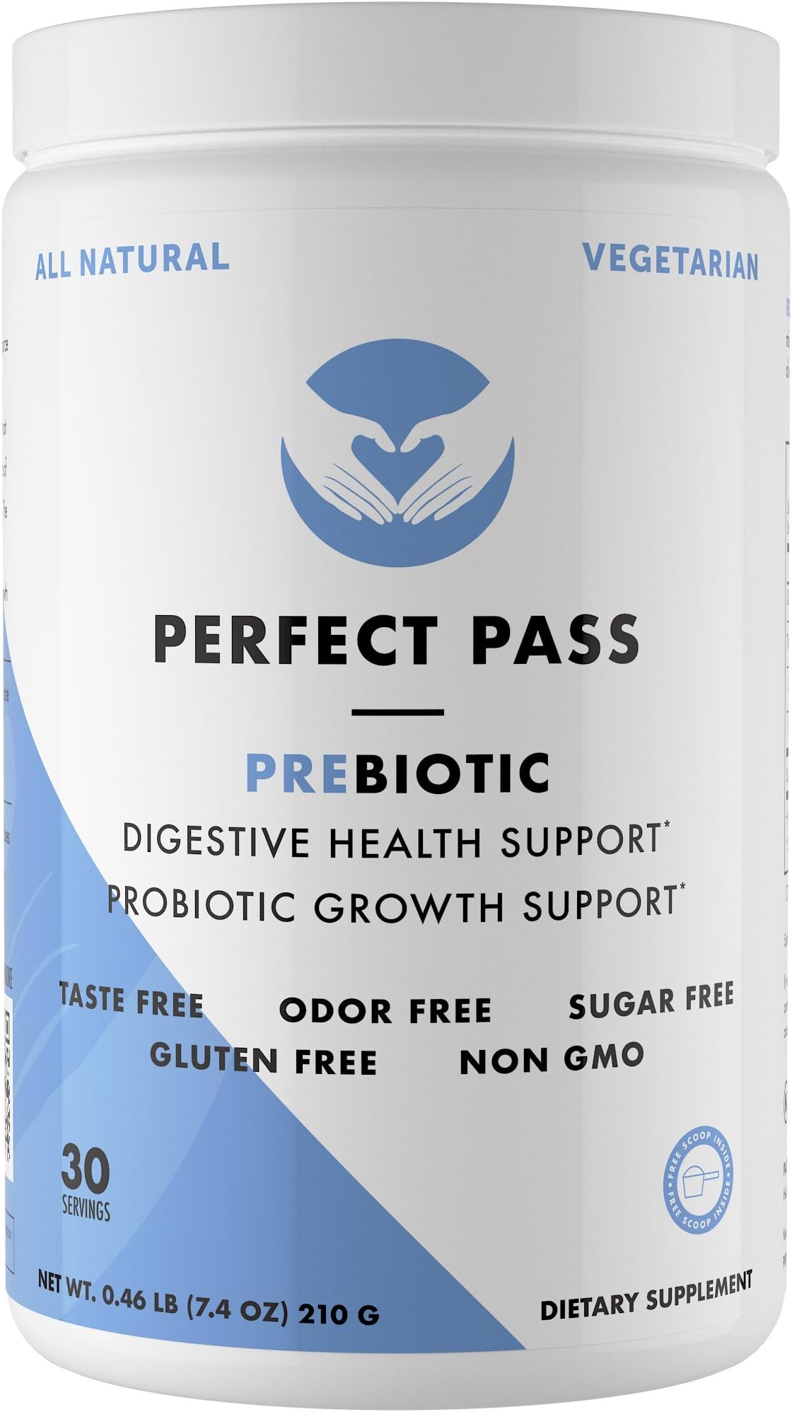 PERFECT PASS Prebiotic PHGG Partially Hydrolyzed Guar Gum 210g Powder - 100% Natural Gluten Free Non GMO - Certified Kosher Vegetarian Sugar Free