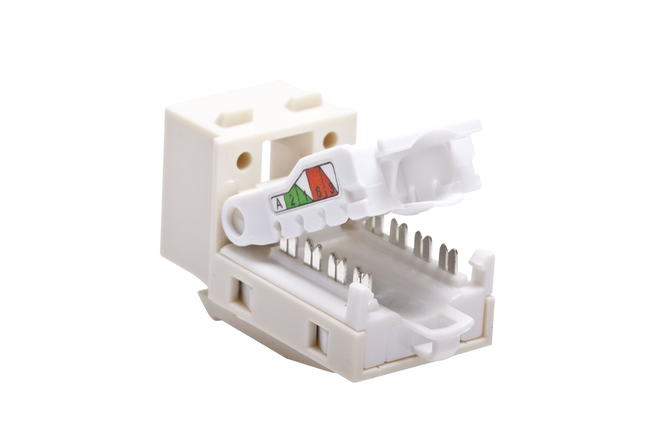Evita errores de red con el conector Cat 5e Leviton 5ETLS-RT5 snap-in T568A