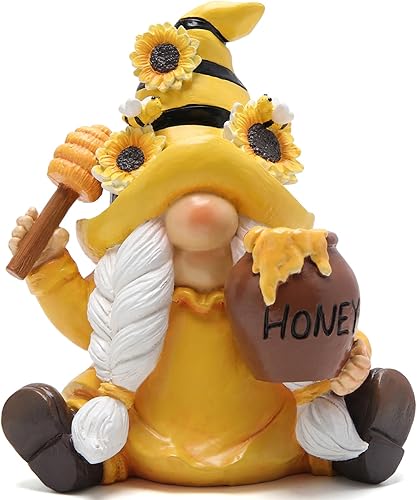 Hodao Decoraciones de gnomos de primavera de abejorros, adornos de gnomos de abeja de miel, decoraciones del Día Mundial de las Abejas, regalos de