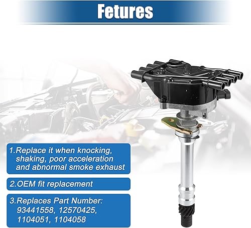 Miniatura 4 de X AUTOHAUX Distribuidor de encendido sustituye a 12570425 93441558 94672691 1104051 1104058 para GMC Savana Suburban 1996-2002 para Cadillac