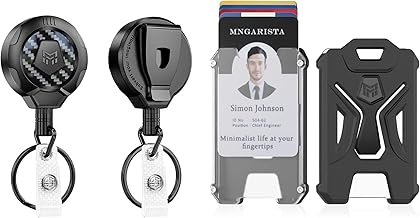 MNGARISTA 2 Pack Upgraded Heavy Duty Retractable Keychain with Belt Clip & 2 Pack Heavy Duty Badge Holder Bundle