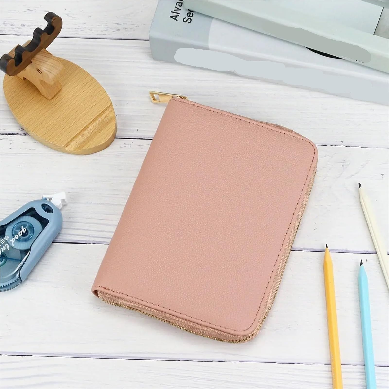 Classeur de Budget en cuir A7, enveloppes d'argent, système de portefeuille, planificateur, organisateur, couverture en PU à 6 anneaux, carnet de notes avec fermeture éclair(Skin pink)
