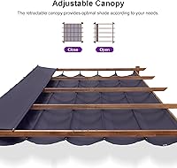 Vista 5 de PURPLE LEAF Pérgola retráctil para exteriores de 10 x 13 pies con toldo de sombra, refugio de metal para jardín, porche, pabellón, marco de grano