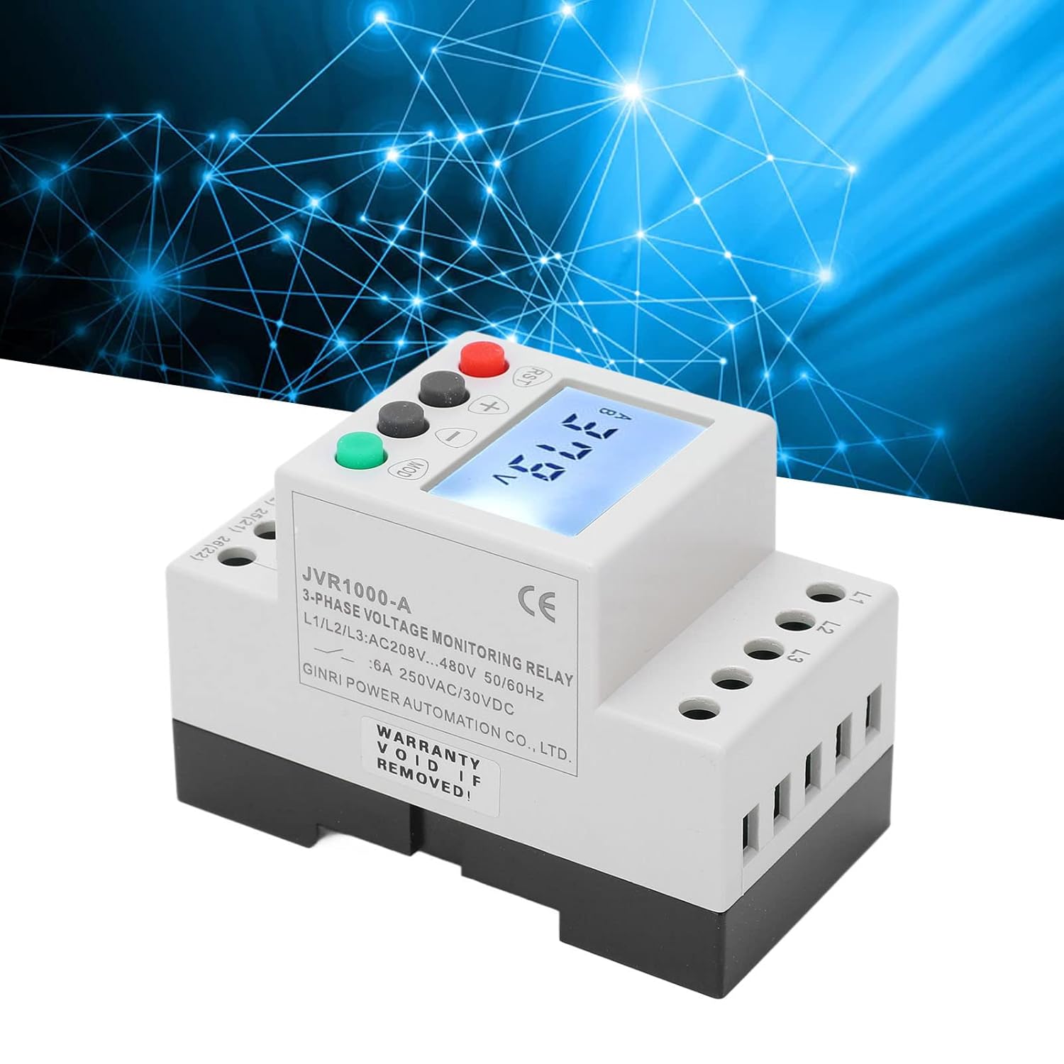 Voltage Phase Sequence Protector 3 Phase Voltage Monitor Monitoring Sequence Relay 4 Wire Over Under Voltage Protector AC 208 to 480V for Machine Tool