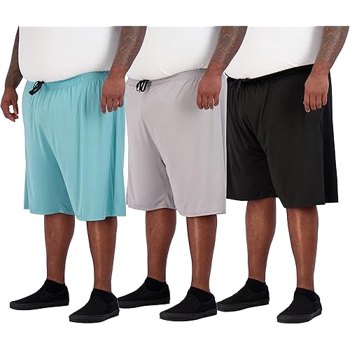 Real Essentials Men's Big & Tall 3-Pack Dry Fit & Mesh Active Athletic Perfomance Shorts (3X-5X)